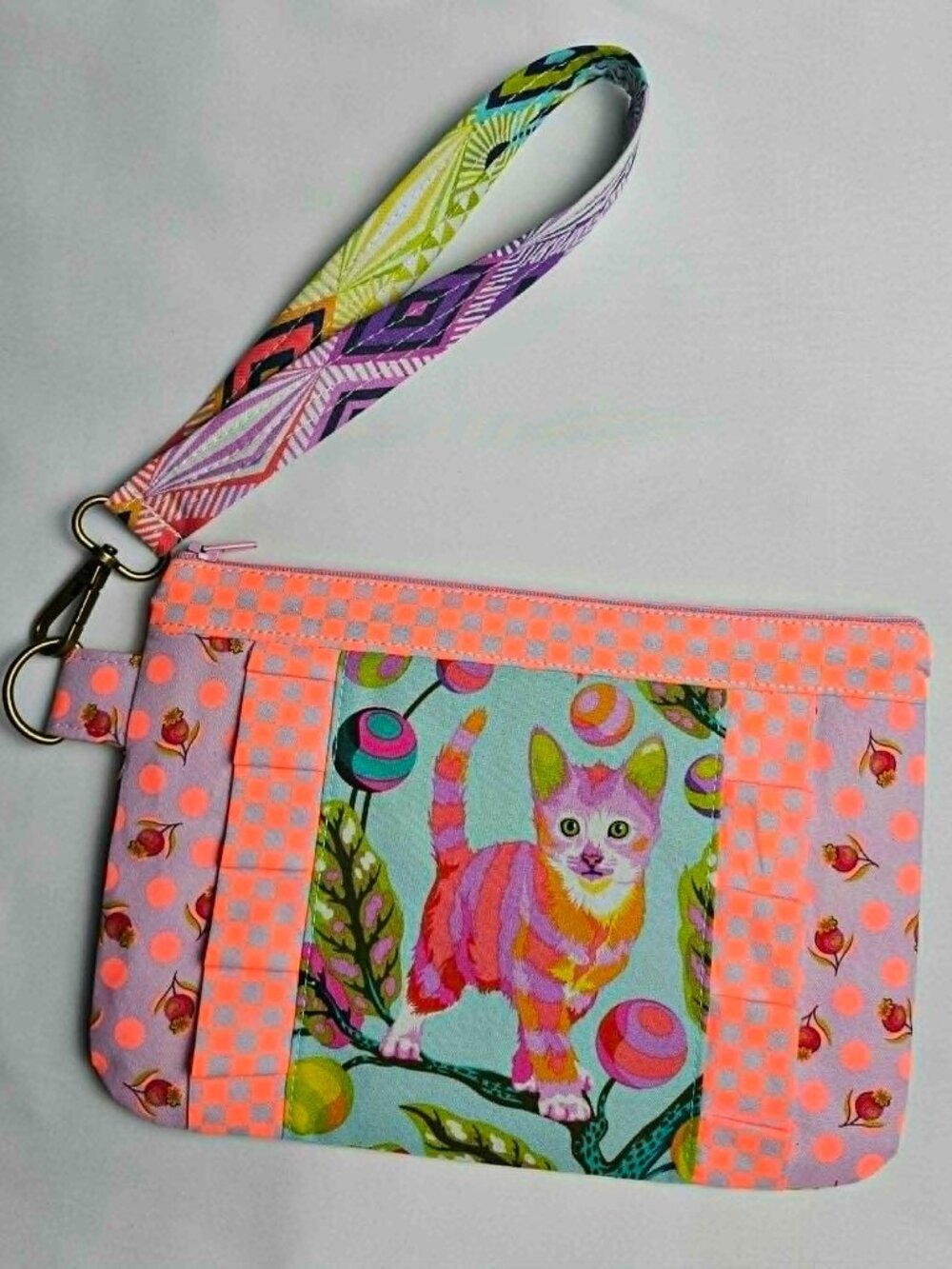Tula Pink Disco Kitty Wristlet Wallet Purse: Gift for Women